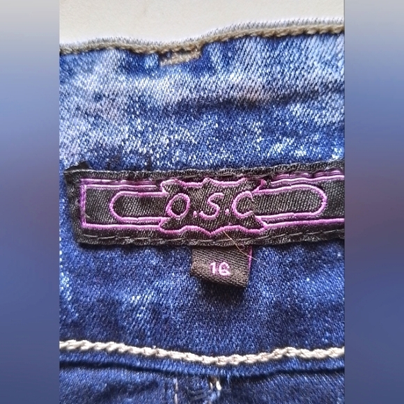 OSC Bleach Splash Acid Wash Denim Cuffed Jean Shorts - Picture 2 of 3
